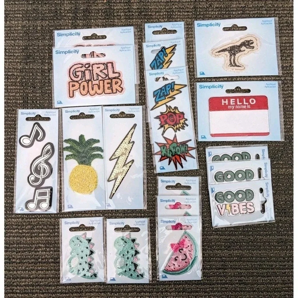 Lot of 18 Assorted Fun Appliques Iron On‎ Patches Cute Unique New Simplicity